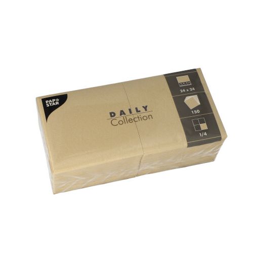 Servietten "DAILY Collection" 1/4-Falz 24 x 24 cm sand - Bild 1