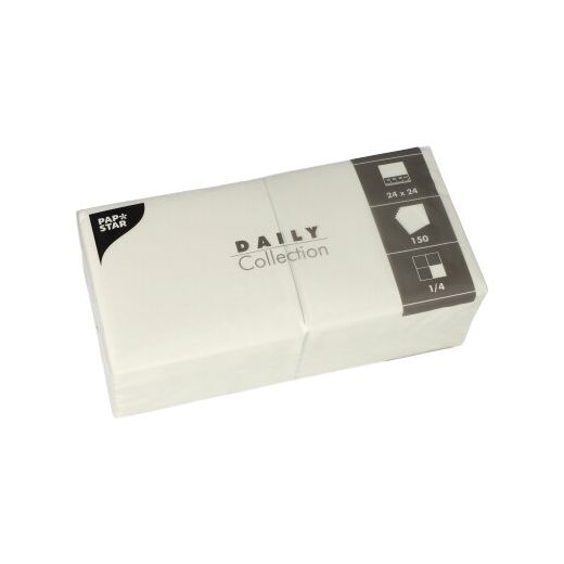 Servietten "DAILY Collection" 1/4-Falz 24 x 24 cm weiss - Bild 1