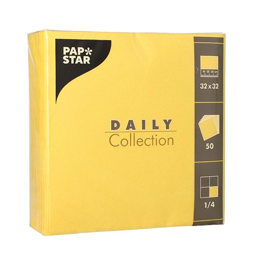 Servietten "DAILY Collection" 1/4-Falz 32 x 32 cm gelb 1