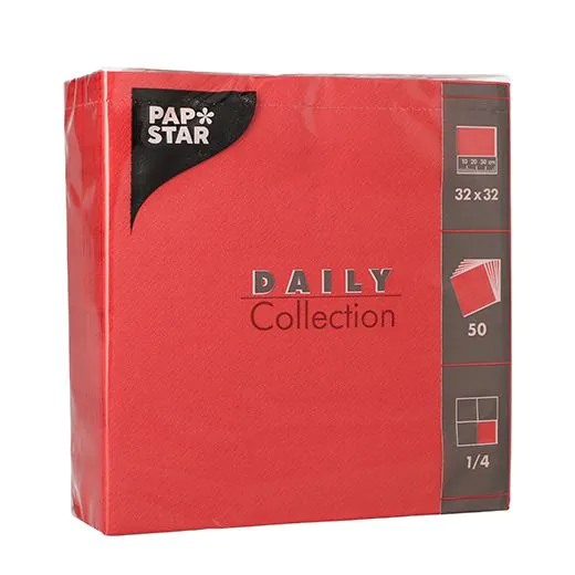 Servietten "DAILY Collection" 1/4-Falz 32 x 32 cm rot - Bild 1