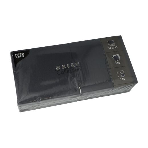 Servietten "DAILY Collection" 1/4-Falz 32 x 32 cm schwarz - Bild 1