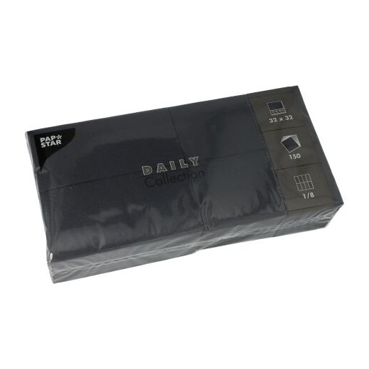 Servietten "DAILY Collection" 1/8-Falz 32 x 32 cm schwarz - Bild 1