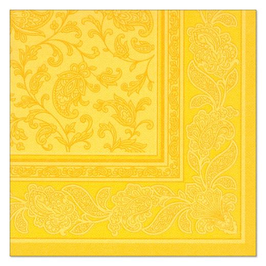 Servietten, "ROYAL Collection" 1/4-Falz 40 x 40 cm gelb "Ornaments" 1