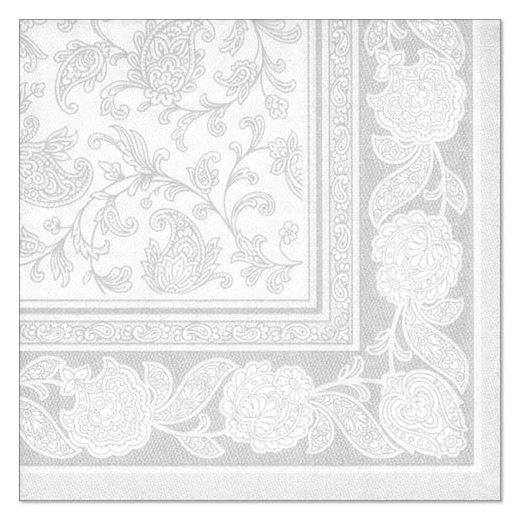 Servietten, "ROYAL Collection" 1/4-Falz 40 x 40 cm weiss "Ornaments" 1