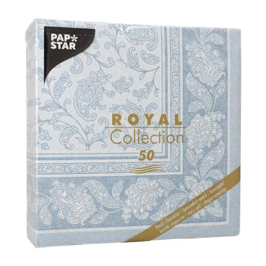 Servietten "ROYAL Collection" 1/4-Falz 40 x 40 cm arktikblau "Ornaments" - Bild 3