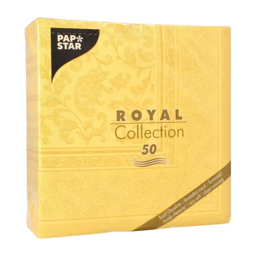 Servietten, "ROYAL Collection" 1/4-Falz 40 x 40 cm gelb "Ornaments" - Bild 3