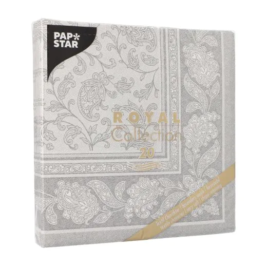 Servietten, "ROYAL Collection" 1/4-Falz 40 x 40 cm grau "Ornaments" - Bild 3