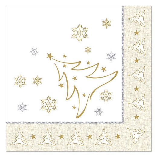 Servietten, gold "ROYAL Collection" 1/4-Falz 40 x 40 cm "X-Mas Elegance" - Bild 1