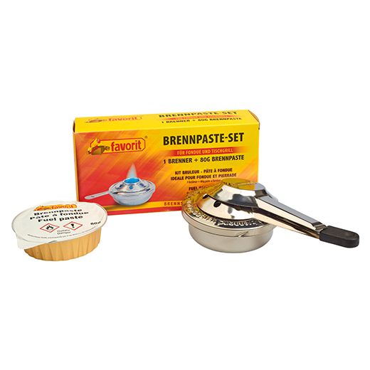 Sicherheits-Brennpaste Set, 80 gr Brennpaste + verstellbarer Brenner, silber - Bild 1