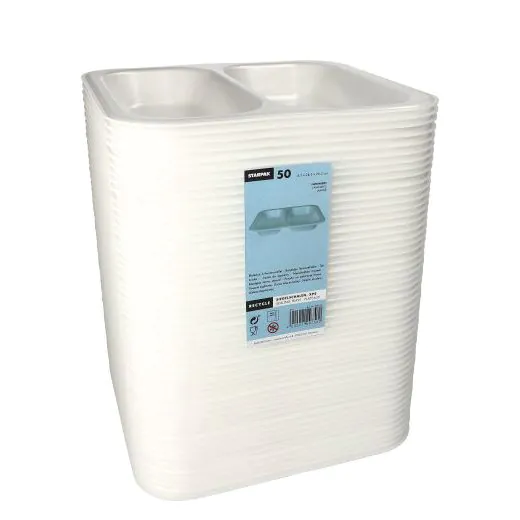 Siegelschalen, XPS, 2-geteilt, 1250 ml, 24,5 x 26,5 cm weiss - Bild 2