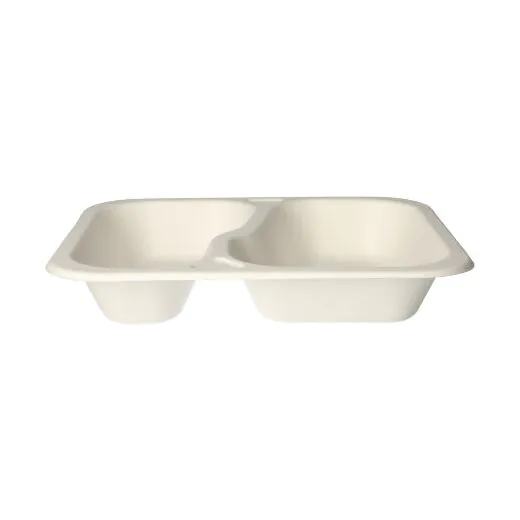Siegelschalen aus Zuckerrohr, 2-geteilt, 1000 ml, 21,2 x 25 cm, weiss - Bild 3