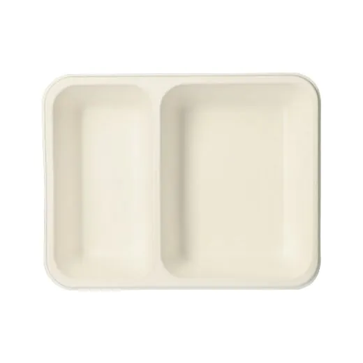 Siegelschalen aus Zuckerrohr, 2-geteilt, 1250 ml, 17,5 x 22,5 cm weiss - Bild 1