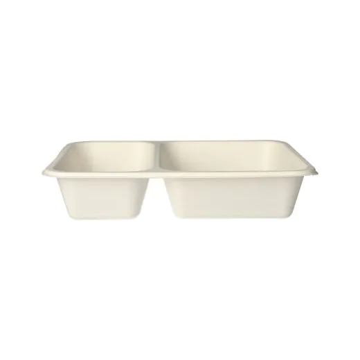 Siegelschalen aus Zuckerrohr, 2-geteilt, 1250 ml, 17,5 x 22,5 cm weiss - Bild 3