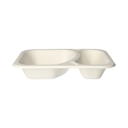 Siegelschalen aus Zuckerrohr, 2-geteilt, 825 ml, 18,5 x 23,5 cm, weiss - Bild 3