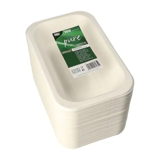 Siegelschalen aus Zuckerrohr, ungeteilt, 750 ml, 15 x 24 cm, weiss - Bild 2