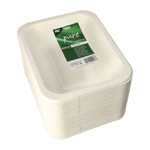 Siegelschalen aus Zuckerrohr, ungeteilt, 900 ml, 18,5 x 23,5 cm, weiss - Bild 2