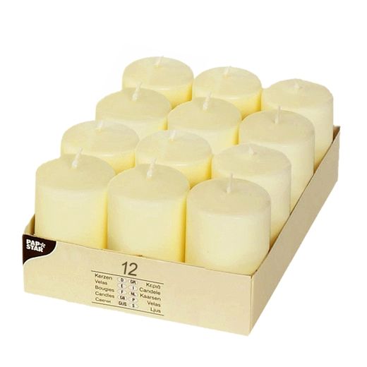 Stumpenkerzen elfenbein "Ivory" Ø 40 mm · 60 mm mit Flachkopf  1