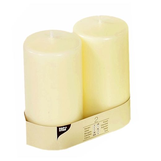 Stumpenkerzen elfenbein "Ivory" Ø 80 mm · 150 mm mit Flachkopf 1