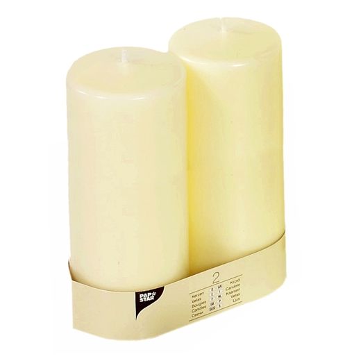 Stumpenkerzen elfenbein "Ivory" Ø 80 mm · 220 mm mit Flachkopf 1