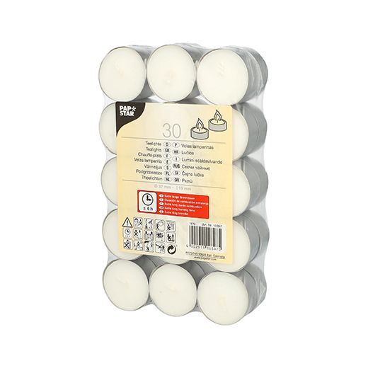 Teelichte weiß Ø 37 · 19 mm · mit langer Brenndauer 6 h 1