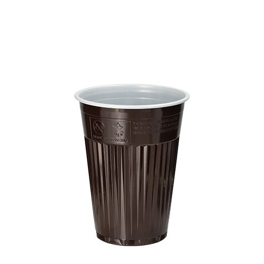 Thermo-Automatenbecher, PS 0,18 l Ø 7,03 cm · 9 cm braun/weiss - Bild 1