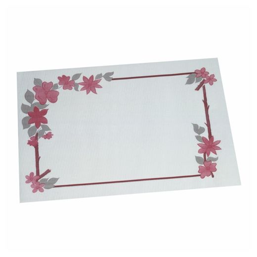 Papier Tischsets, 30 x 40 cm weiss "Blumenranke" 1