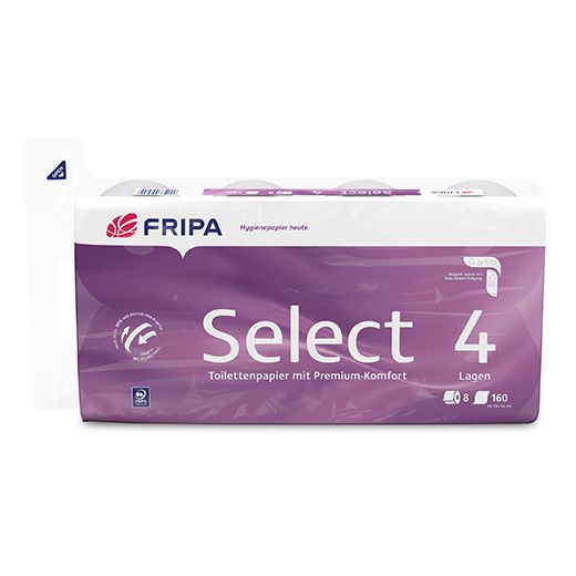 Toilettenpapier 4-lagig, "Select" hochweiß, 160 Blatt pro Rolle - Bild 1
