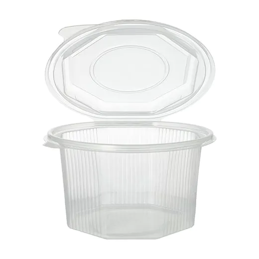 Transparenter Verpackungsbecher mit anhängendem Klappdeckel, 1000 ml - Bild 1 Transparenter Verpackungsbecher mit anhängendem Klappdeckel, 1000 ml - Bild 1