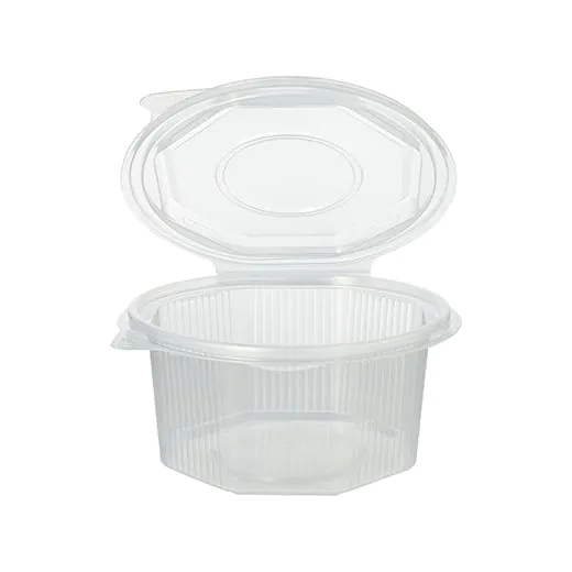 Transparenter Verpackungsbecher mit anhängendem Klappdeckel, 500 ml - Bild 1 Transparenter Verpackungsbecher mit anhängendem Klappdeckel, 500 ml - Bild 1