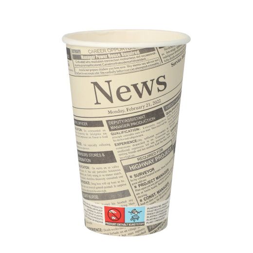 Pappbecher "To Go", 0,4 l "Newsprint" 1