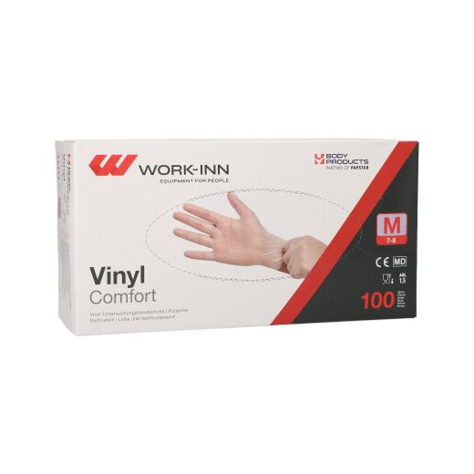 "WORK-INN" Vinyl-Handschuhe, puderfrei "Comfort" transparent Größe M - Bild 1