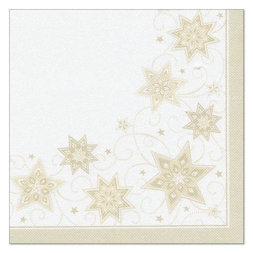 Weihnachtsservietten, champagner "ROYAL Collection" 1/4-Falz 40 x 40 cm "Just Stars" - Bild 1