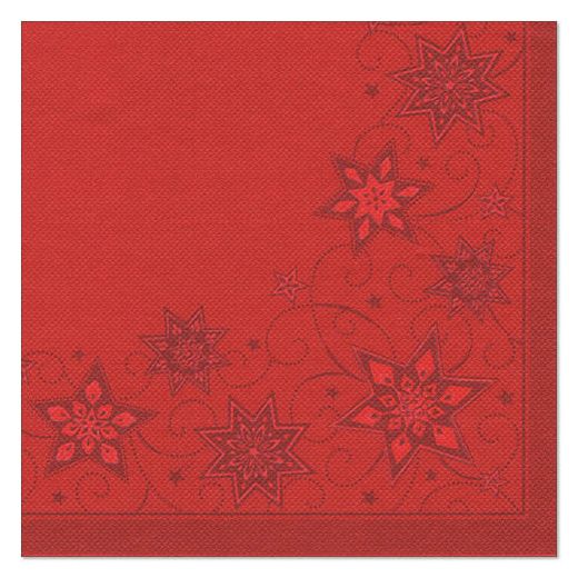 Weihnachtsservietten, rot "ROYAL Collection" 1/4-Falz 40 x 40 cm "Just Stars" 1