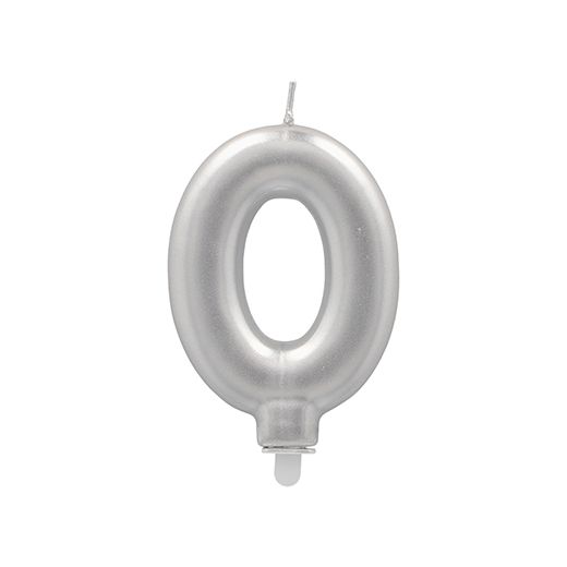 Zahlenkerze mit Halter 7 cm silber "0" - Bild 1