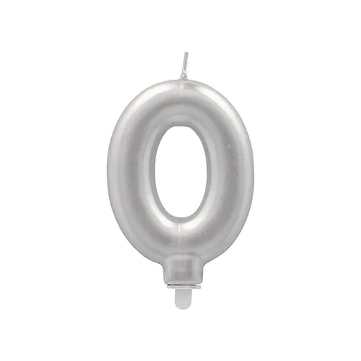 Zahlenkerze mit Halter 7 cm silber "0" - Bild 1