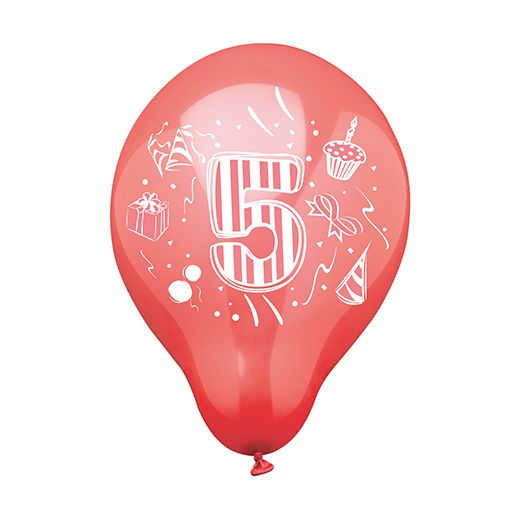 Zahlenluftballons Ø 25 cm farbig sortiert "5" - Bild 1