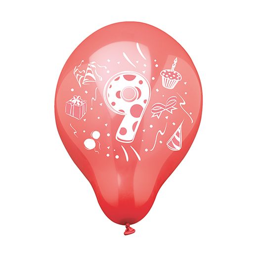 Zahlenluftballons Ø 25 cm farbig sortiert "9" - Bild 1