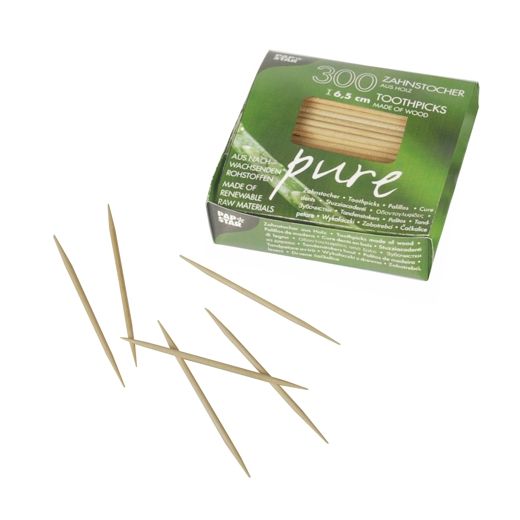 Zahnstocher, Holz "pure" rund 6,5 cm 1