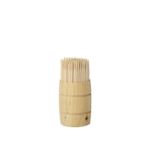 Zahnstocher, Holz "pure" rund 6,8 cm im Spender aus Holz 1