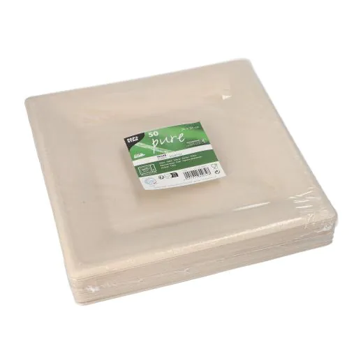 Zuckerrohr Teller eckig "pure" 26 x 26 cm natur - Bild 2
