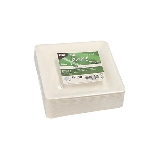 Zuckerrohr Teller, "pure" eckig 15,5 x 15,5 cm weiss - Bild 2
