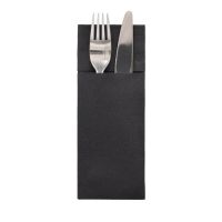 Airlaid Bestecktaschen, 40 x 33 cm,1/8-Falz, schwarz