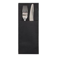 Airlaid Bestecktaschen, schwarz 48 x 40 cm, 1/8-Falz, "Premium"