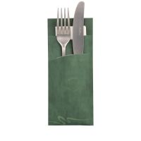 Bestecktaschen dunkelgrün, 20 x 8,5, inkl. weißer Serviette 33 x 33 cm 2-lagig