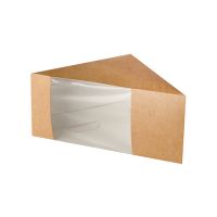 Bio-Sandwichboxen, Pappe mit Sichtfenster aus PLA 12,3 x 12,3 x 8,2 cm braun