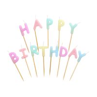 Buchstabenkerzen-Set pastell 8 cm "Happy Birthday"
