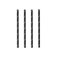 Cocktail Papierstrohhalme Ø 7 mm · 15 cm schwarz/weiss "Stripes"