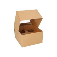 Cup-Cake Kartons eckig 10 x 17,5 x 17,5 cm mit Sichtfenster aus PLA (für jeweils 4 Stück)