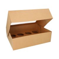 Cup-Cake Kartons eckig 10 x 35 x 27 cm mit Sichtfenster aus PLA (für jeweils 12 Stück)