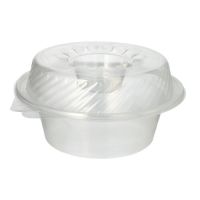 Feinkost- und Salatschalen mit Klappdeckel PP rund 1400 ml 11,4 x 22 x 21,5 cm transparent mit Dipfach